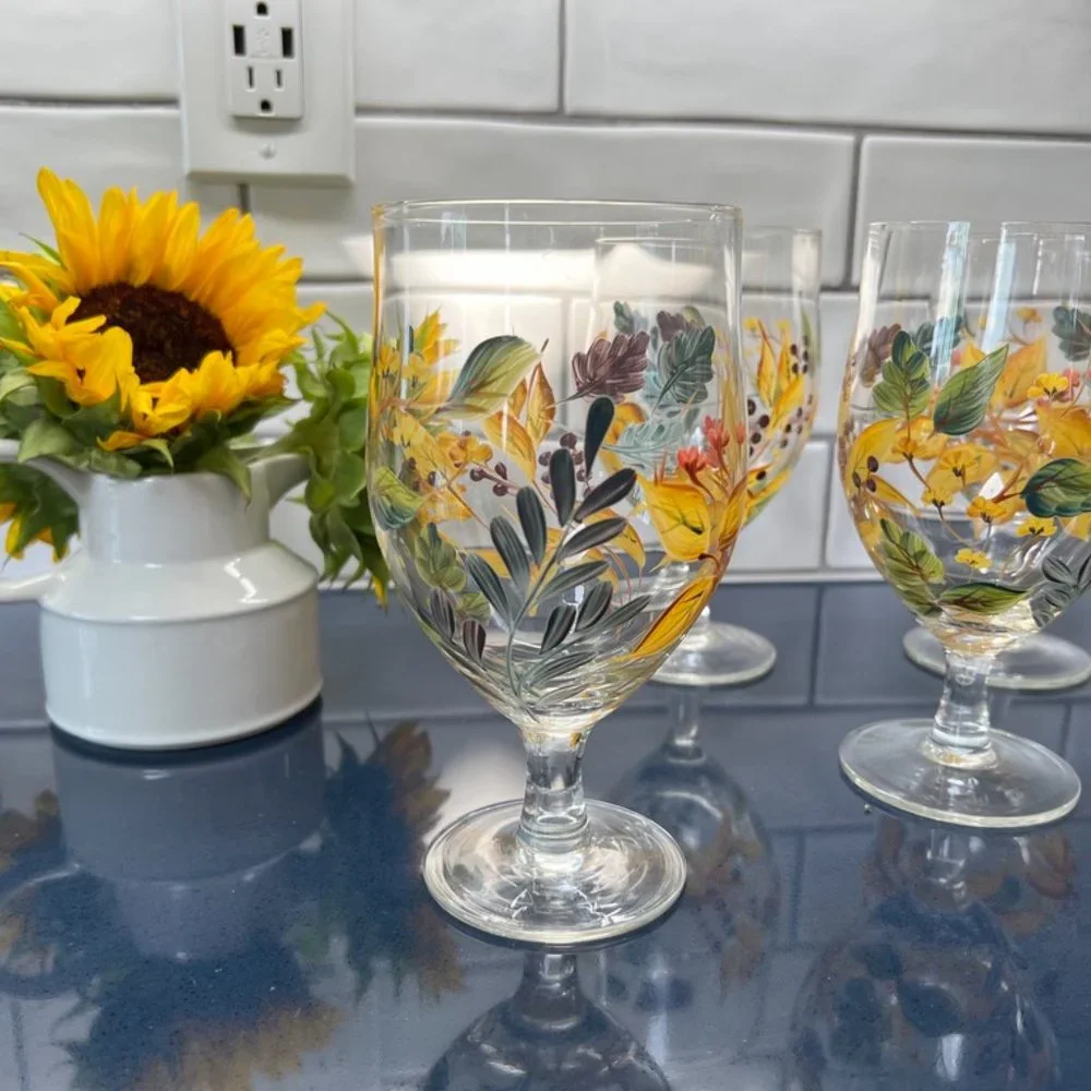 4 Floral Glasses/Goblets